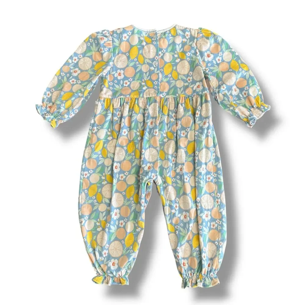Stitchy Fish nwot Toddler Girl Romper‎ 3T Citrus Fruit Print Cotton One Piece